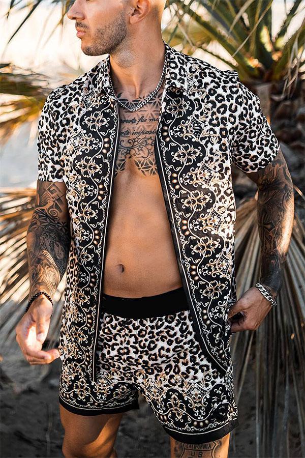 Vacation Shirt Set-Leopard Print