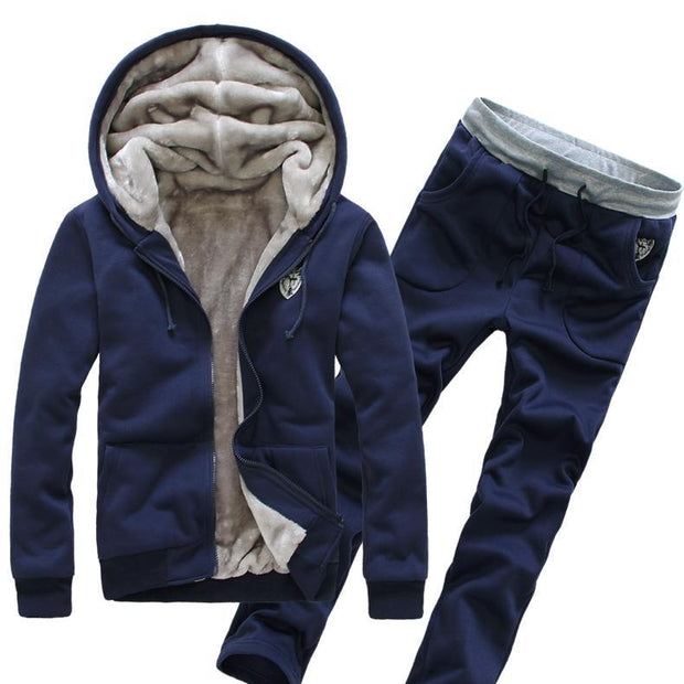 Trendy Hooded Collar Drawstring Men Two Piece Pants Set