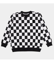 Men's Loose Casual Plus Size Sweatshirt - Checkerboard Printing