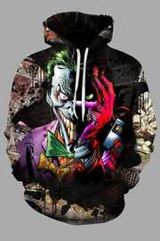 Street 3D Joker Printed Hooded Sweatshirt