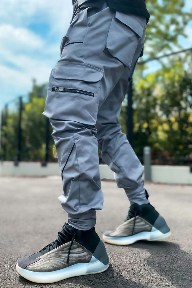 Loose Drawstring Reflective Cargo Joggers Sports Pants