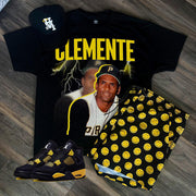 Plus Size Men's Loose Casual T-shirt Baseball Star Roberto Clemente Figure Print