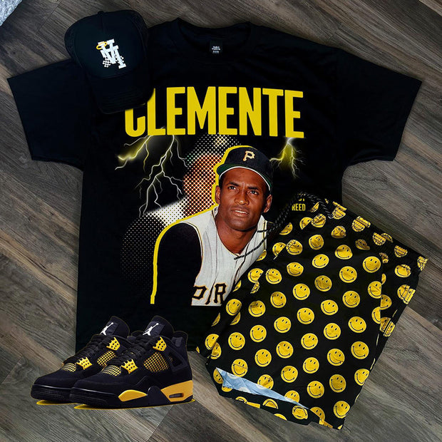 Plus Size Men's Loose Casual T-shirt Baseball Star Roberto Clemente Figure Print