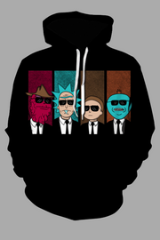 Street 3D Black  Digital  Rick and Morty Printed Hooded Sweatshirt