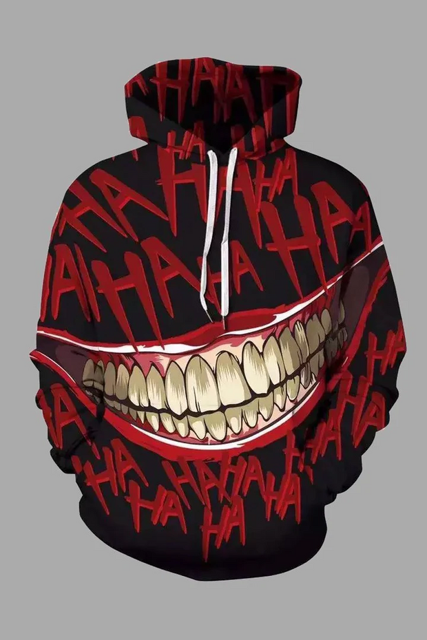 Street 3D Joker Printed Hooded Sweatshirt