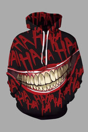 Street 3D Joker Printed Hooded Sweatshirt