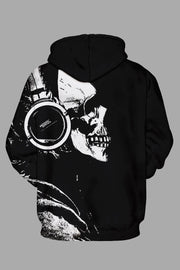 Street 3D Skull Printed Hooded Sweatshirt