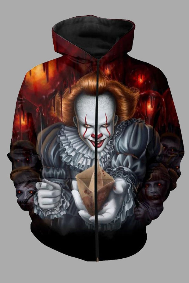 Street 3D Joker Printed Hooded Sweatshirt