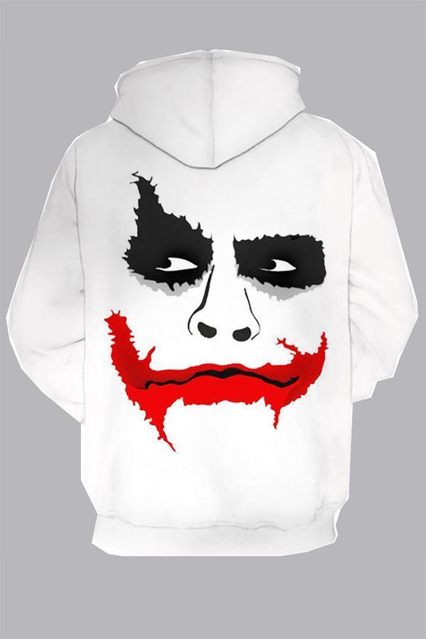 3D White Digital ClownPrinted Hooded Sweatshirt