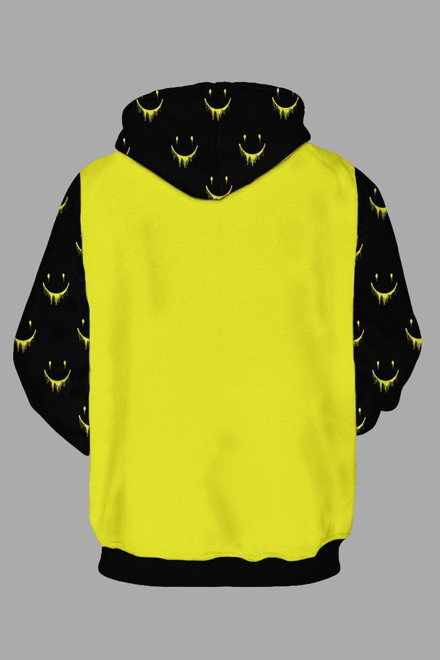 Street 3DSmile Face Printed Hooded Sweatshirt