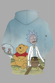 Street 3D Gray  Digital  Rick and Morty Printed Hooded Sweatshirt