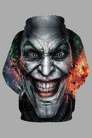 Street 3D Joker Printed Hooded Sweatshirt