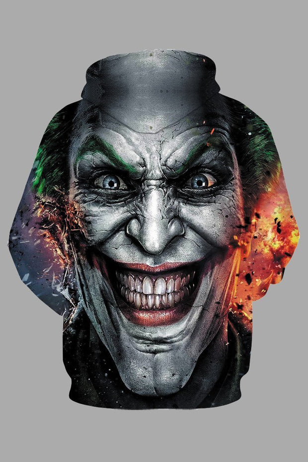 Street 3D Joker Printed Hooded Sweatshirt