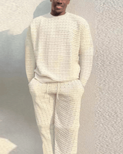 Fashion Solid Color Hollow Weave Knit Suit