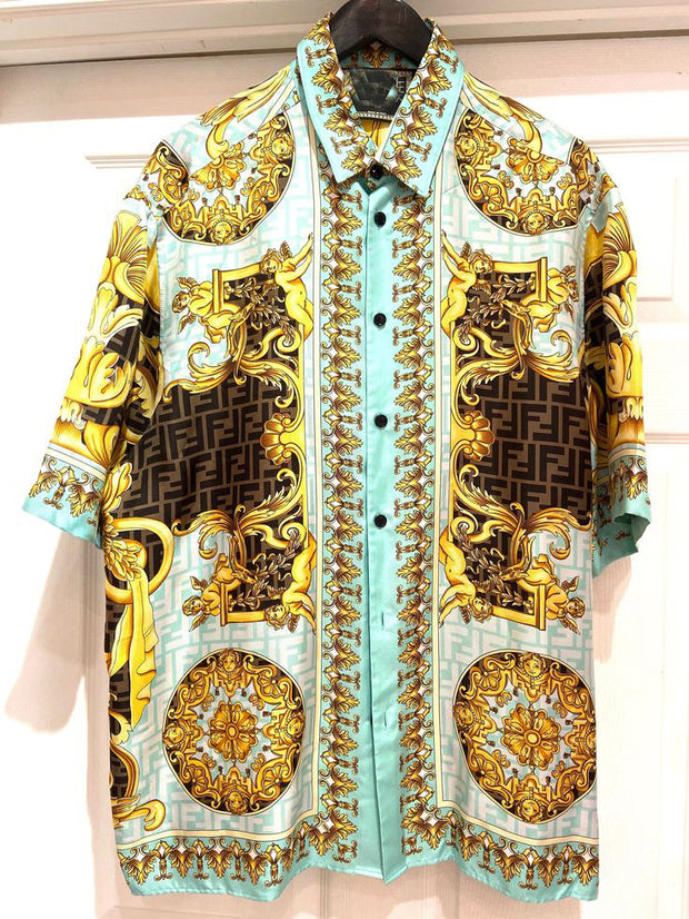 Hawaiian Beach Vacation Men's Short Sleeve Shirt - Baroque Court Luxury Print