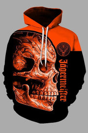 Street 3D Skull Printed Hooded Sweatshirt