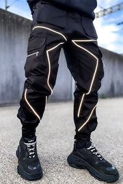 Loose Drawstring Reflective Cargo Joggers Sports Pants