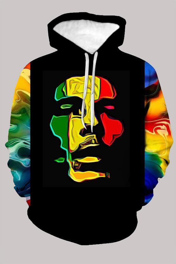 Street 3D Multicolor Digital Printed Hooded Sweatshirt