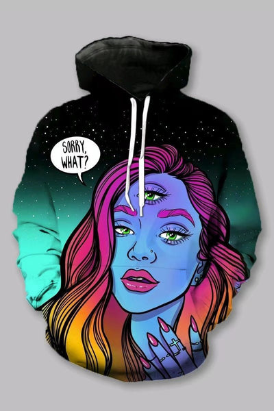 3D Cool Girl Printed Hooded Sweatshirt