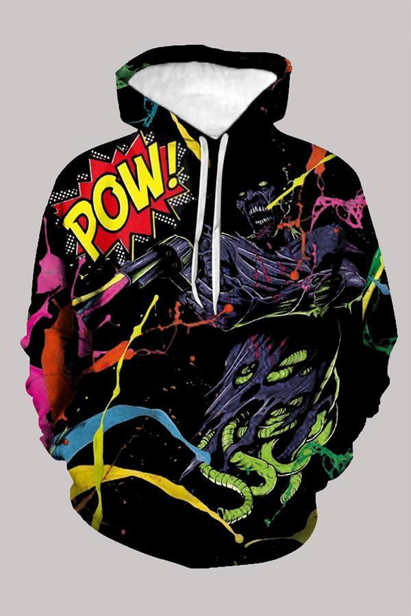 Street 3D Multicolor Digital Printed Hooded Sweatshirt