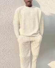 Fashion Solid Color Hollow Weave Knit Suit