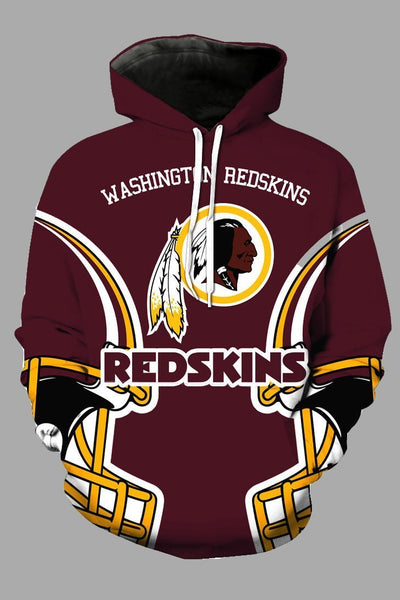 Street 3D Washington Football Team Printed Hooded Sweatshirt