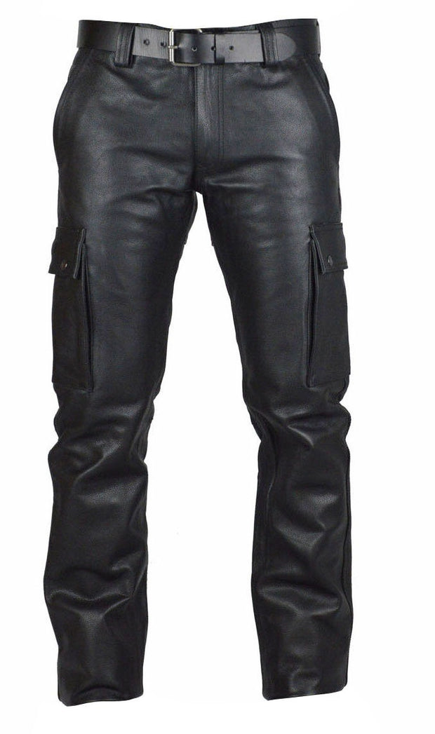 Men's Fashion Casual Solid Color PU Leather Pants