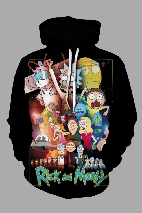 Street 3D Digital Cool Rick and Morty Printed Hooded Sweatshirt