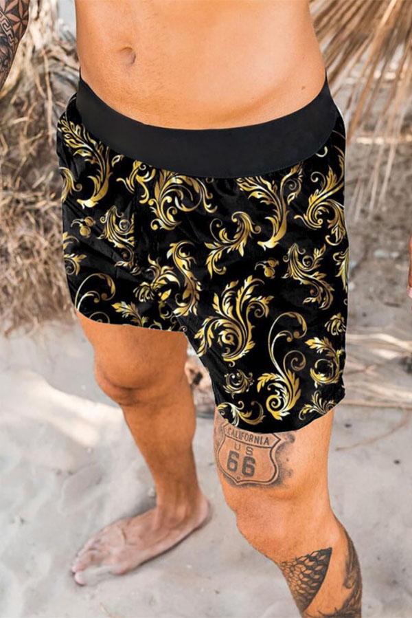 Hawaiian Casual Loose Straight Beach Shorts-Golden Baroque