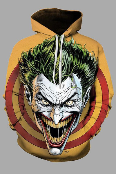 Street 3D Joker Printed Hooded Sweatshirt