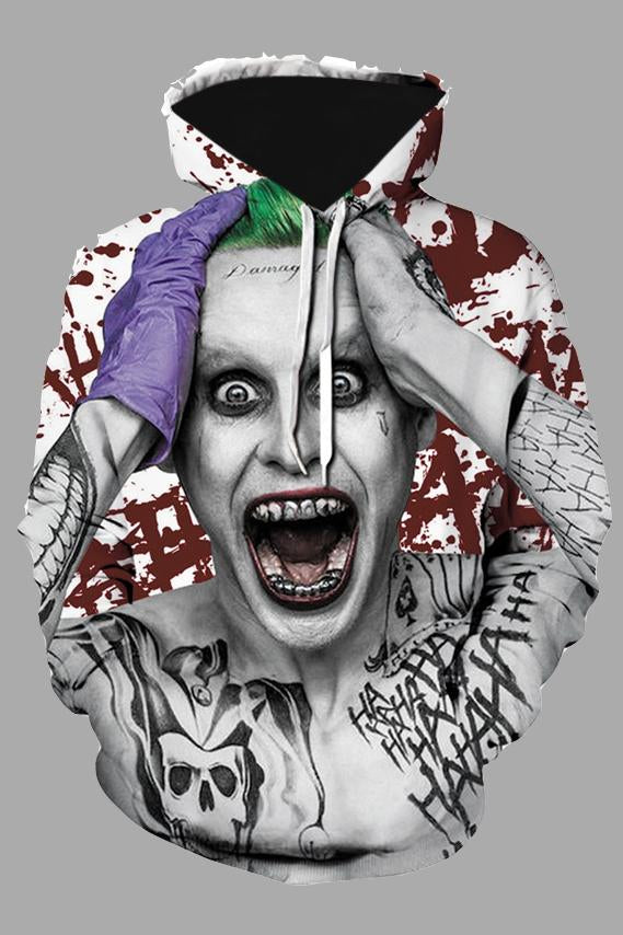 Street 3D Joker Printed Hooded Sweatshirt