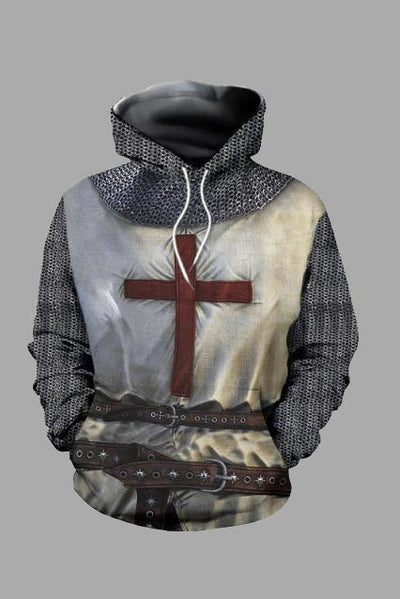 3D Crusader Printed Hooded  Sweatshirt