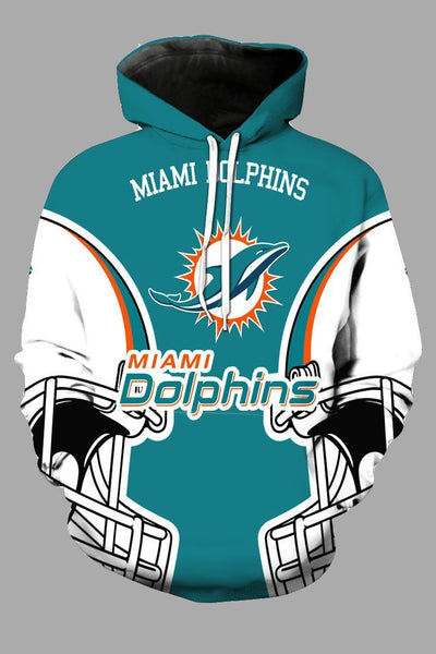 Street 3D Miami Dolphins Printed Hooded Sweatshirt