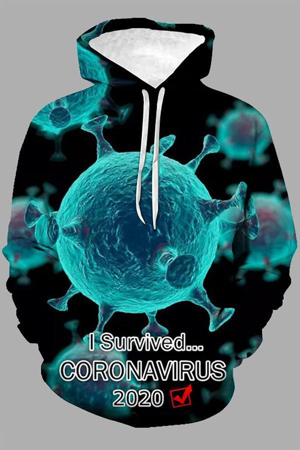 3D Green  Digital Covid-19 Virus   Printed Hooded Sweatshirt