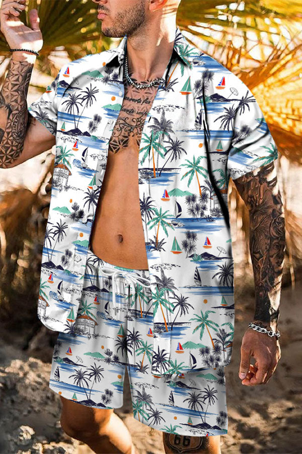 Hawaii beach print shirt set