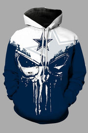 Street 3D Skull Printed Hooded Sweatshirt