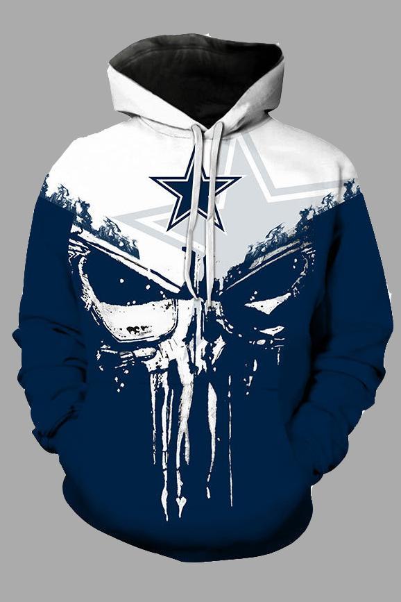 Street 3D Skull Printed Hooded Sweatshirt