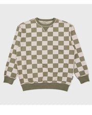 Men's Loose Casual Plus Size Sweatshirt - Checkerboard Printing