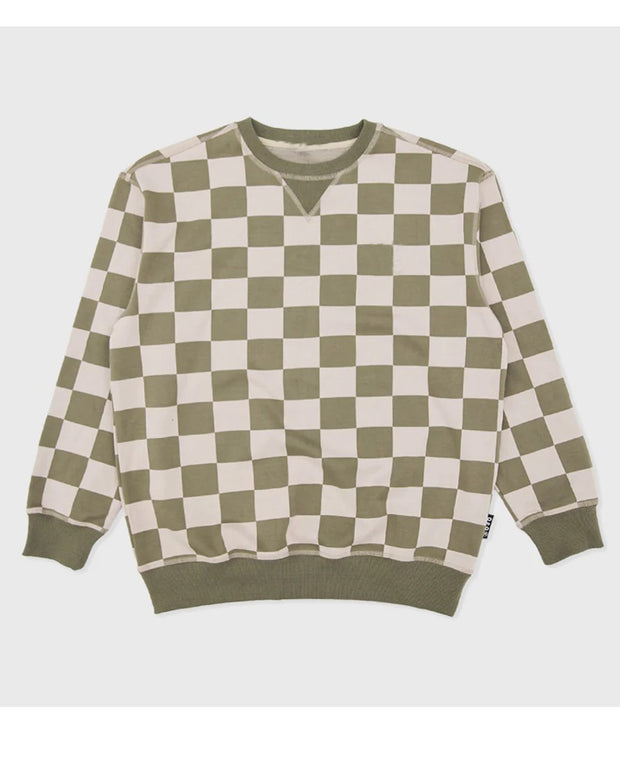 Men's Loose Casual Plus Size Sweatshirt - Checkerboard Printing