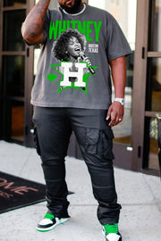 Plus-size Men's Loose Casual Print T-shirt Superstar Whitney Elizabeth Houston