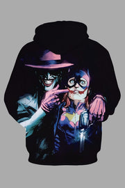 Street 3D Joker Printed Hooded Sweatshirt