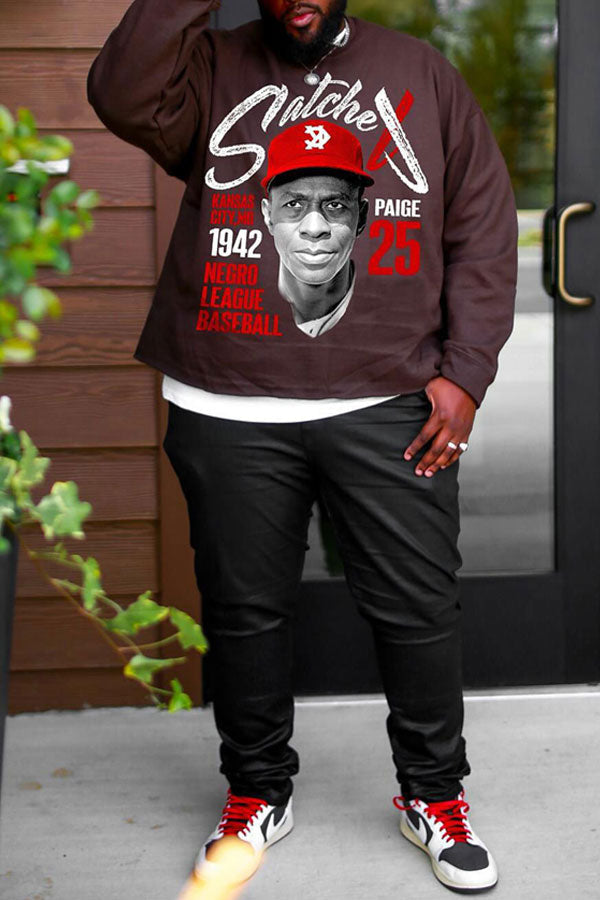 Plus-size Men's Loose Casual Printed Sweatshirts Baseball Player Star Jackie Robinson