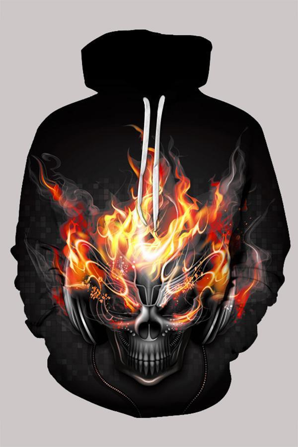 Street 3D Multicolor Digital Printed Hooded Sweatshirt