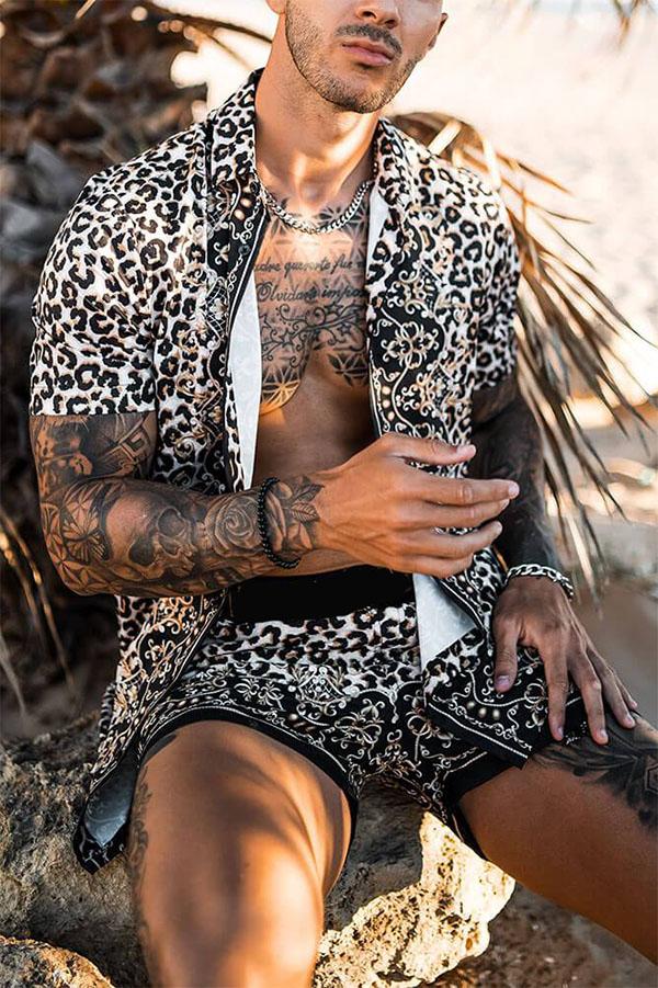 Vacation Shirt Set-Leopard Print