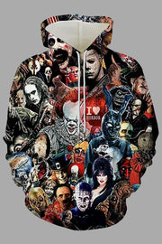 Street 3D Joker Printed Hooded Sweatshirt