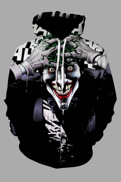 Street 3D Joker Printed Hooded Sweatshirt