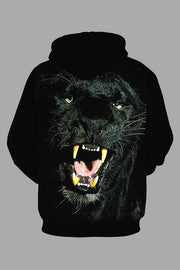 Street 3D Black Digital Printed Hooded Sweatshirt