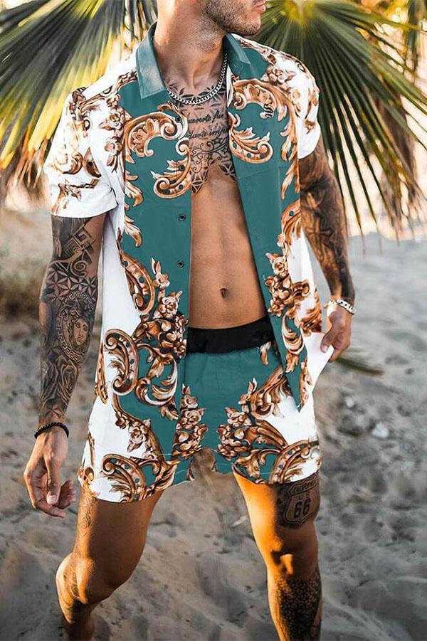 Hawaii beach print shirt set