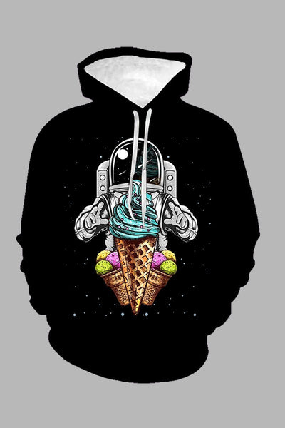 Street 3D Astronaut Digital Printed Hooded Sweatshirt