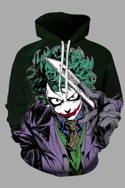 Street 3D Joker Printed Hooded Sweatshirt